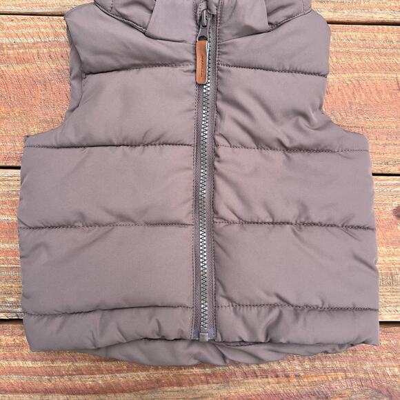 H&M Baby Puffer Vest 6M Brown Bear Hood Unisex Winter Zip Jacket Warm Outerwear - Picture 7 of 11